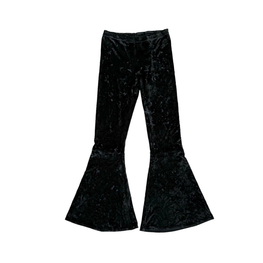 Vintage 90s Contempo Casuals Black Velour Flare Pants Bell Bottoms Small